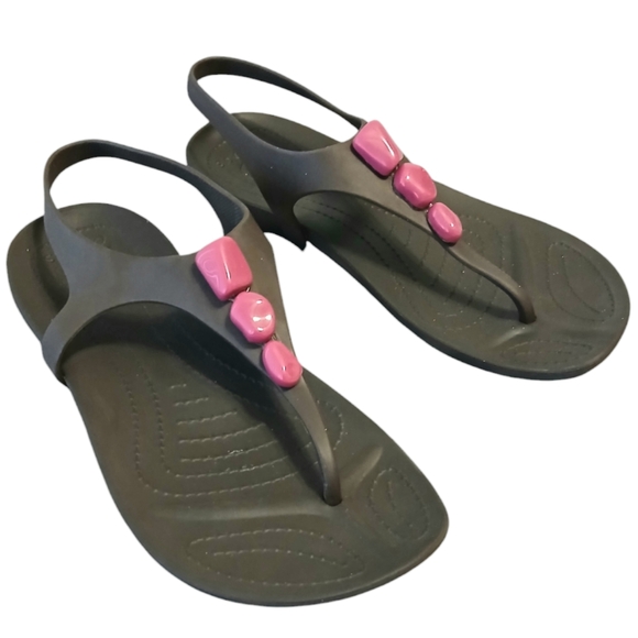 CROCS Shoes - CROCS Sandals Women's Size 7 Aliana Thong Pink Stones